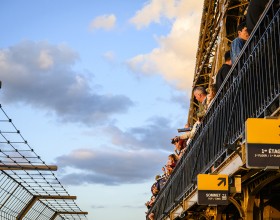 Photo of visitors at the second floor of the Eiffel Tower