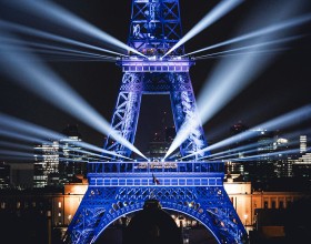 Foto del espectáculo de luces en la Torre Eiffel