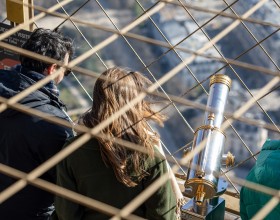 Visitors at the top of the Eiffel Tower