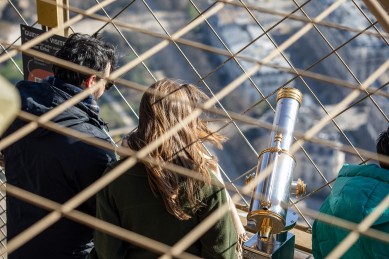Visitors at the top of the Eiffel Tower