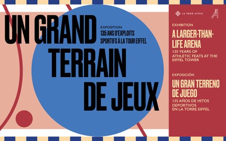 Cartel de la exposición sobre los hitos deportivos en la Torre Eiffel