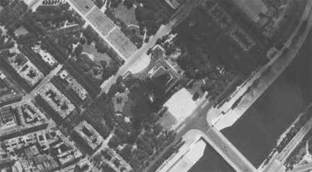 The Eiffel Tower seen from the sky in 1944