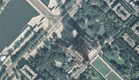 The Eiffel Tower seen from the sky in 1961