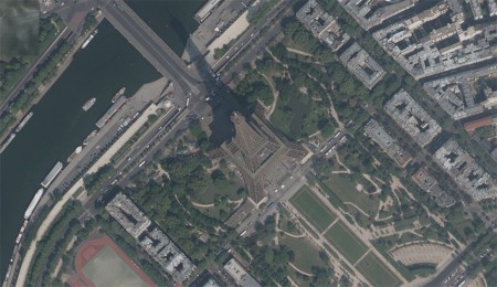 The Eiffel Tower seen from the sky in 2011