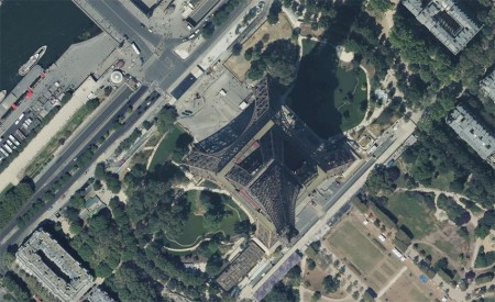 The Eiffel Tower seen from the sky in 2018