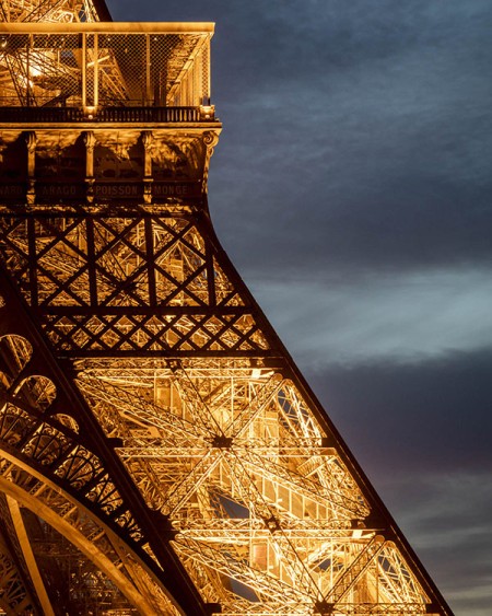 View of the illuminated Eiffel Tower