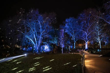 Illuminated gardens of the Eiffel Tower