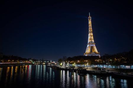 View of the glittering Eiffel Tower
