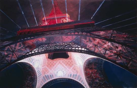Photo of the illumination of the Eiffel Tower in 1889