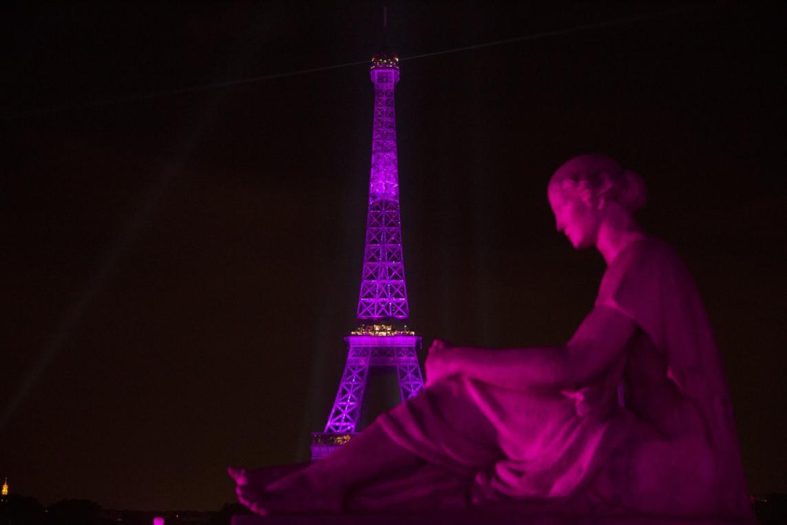 Pink October Illumination of the Eiffel Tower