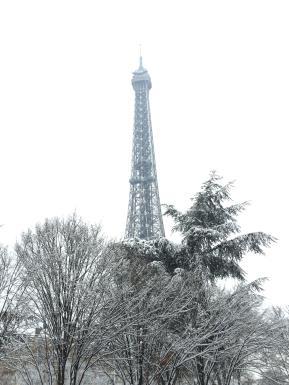 la torre eiffel con nieve