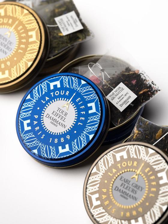 Foto de las latas de té Torre Eiffel de Dammann Frères
