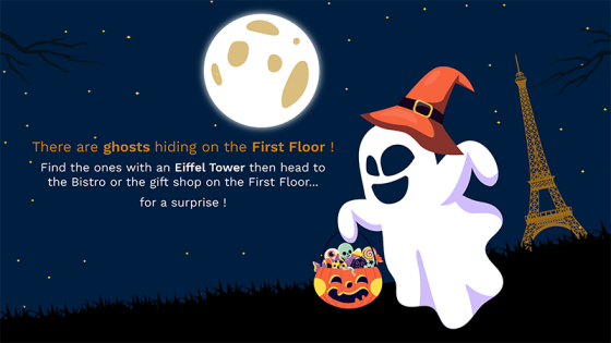 Halloween event poster at the Eiffel Tower