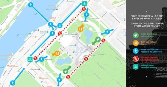 Plan d'Accès tour Eiffel mars à juillet 2018