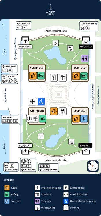 Plan des Eiffelturmvorplatzes