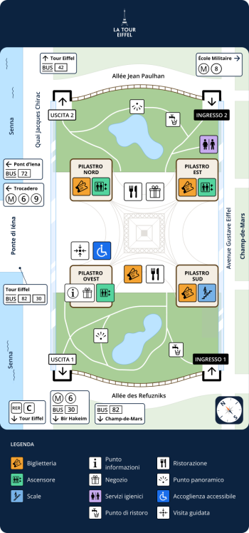 Mappa del piazzale della Torre Eiffel