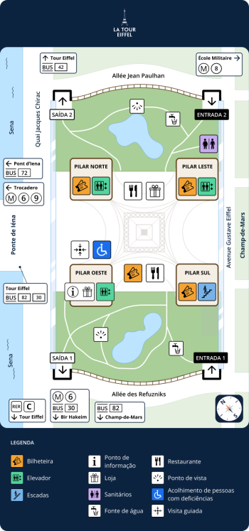 Mapa dos andares da Torre Eiffel